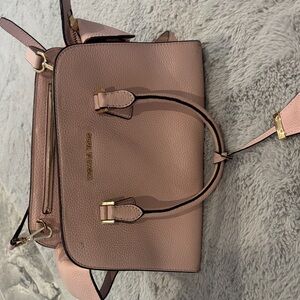 Michael Kors Dusty Pink Pebbled Leather Satchel with Gold Hardware